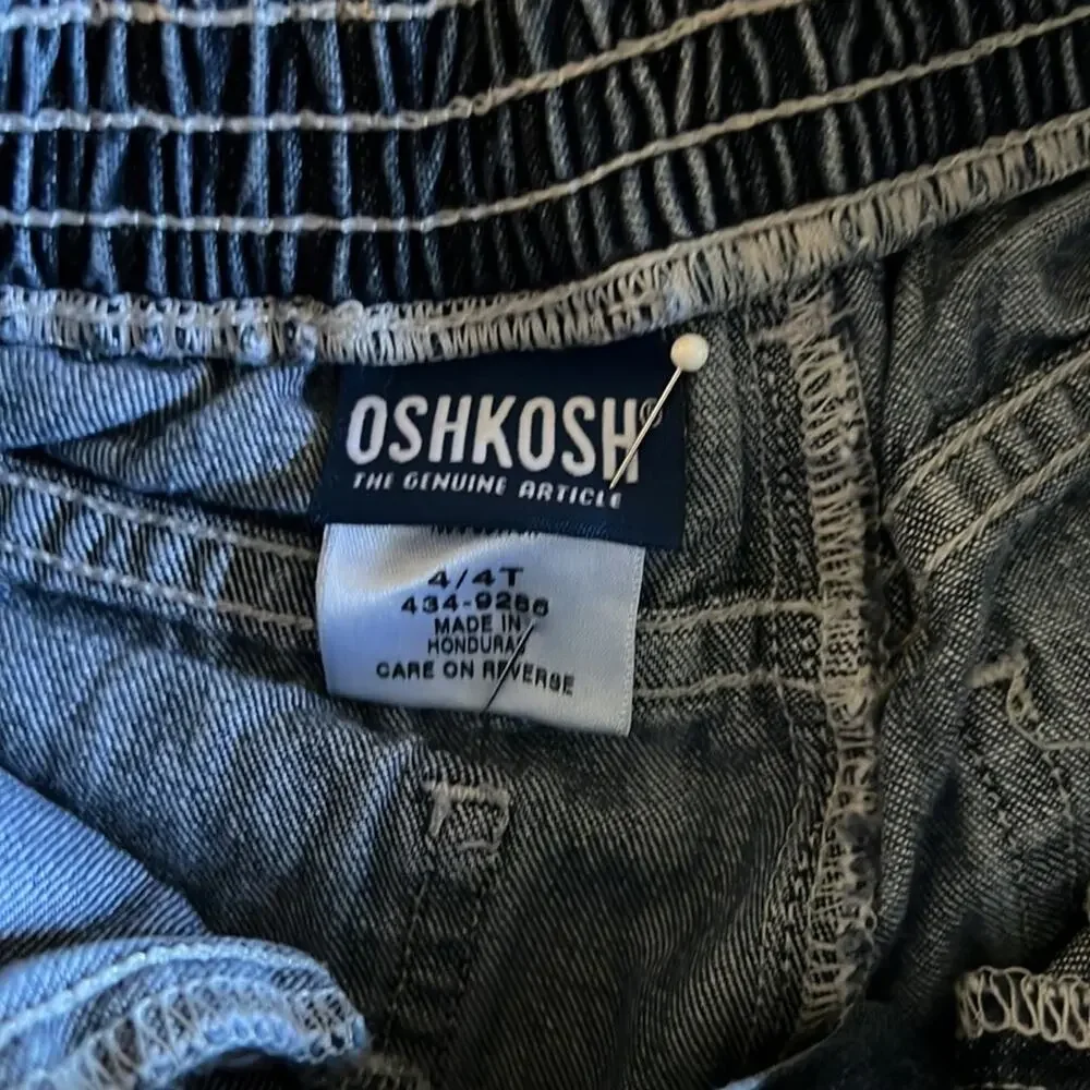 Oshkosh Boys 4/4T Denim Jeans Side Panels Appliques Pockets